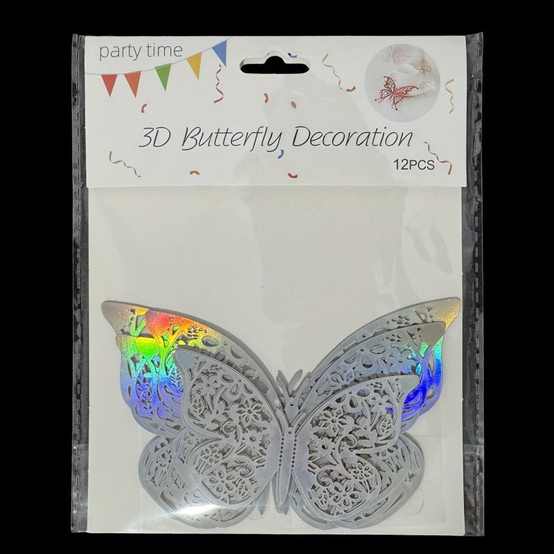 3D Butterfly Decoration Party Time 12pc- QMZS500-H1- H3